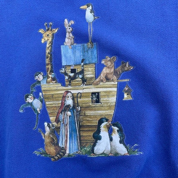 Vintage Noah's Ark Cartoon Sweatshirt Men's Large - Picture 3 of 5